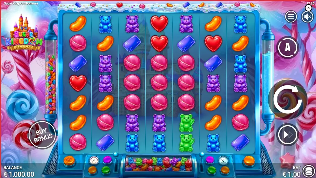 Tampilan visual slot Sugar Kingdom Bonanza dengan tema permen yang cerah