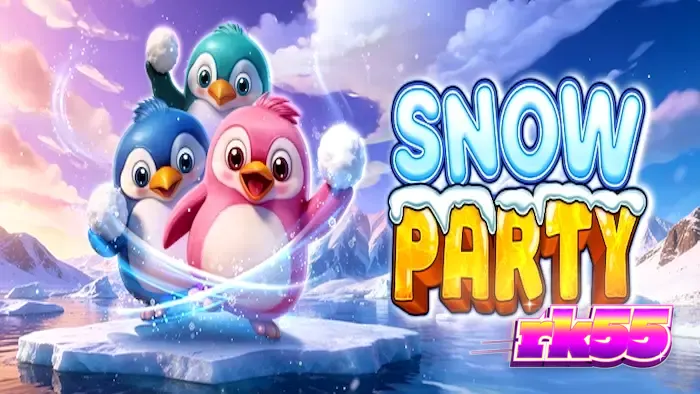 Tampilan visual karakter penguin dan hewan laut dalam permainan slot Snow Party